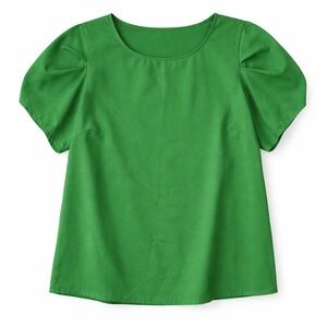 SHEIN Curve Green Puff Sleeve Blouse 2XL V-Neck Plus Size Top